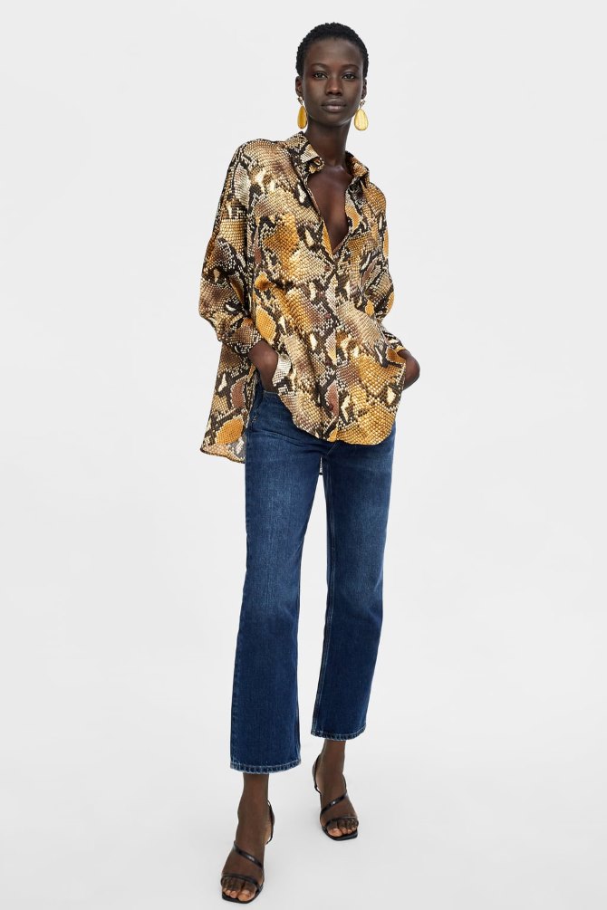 Predimenzionirana košulja s uzorkom zmijske kože, Zara - 199,90 kn
