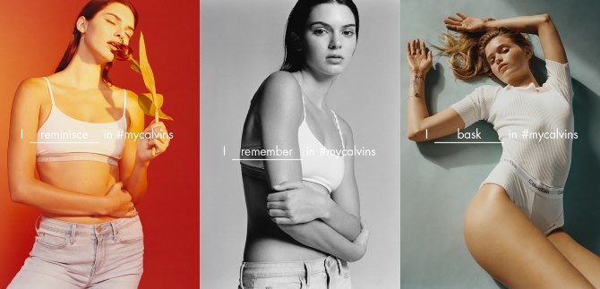 Kendall Jenner (lijevo i sredina) i Abbey Lee Kershaw (desno) za Calvin Klein