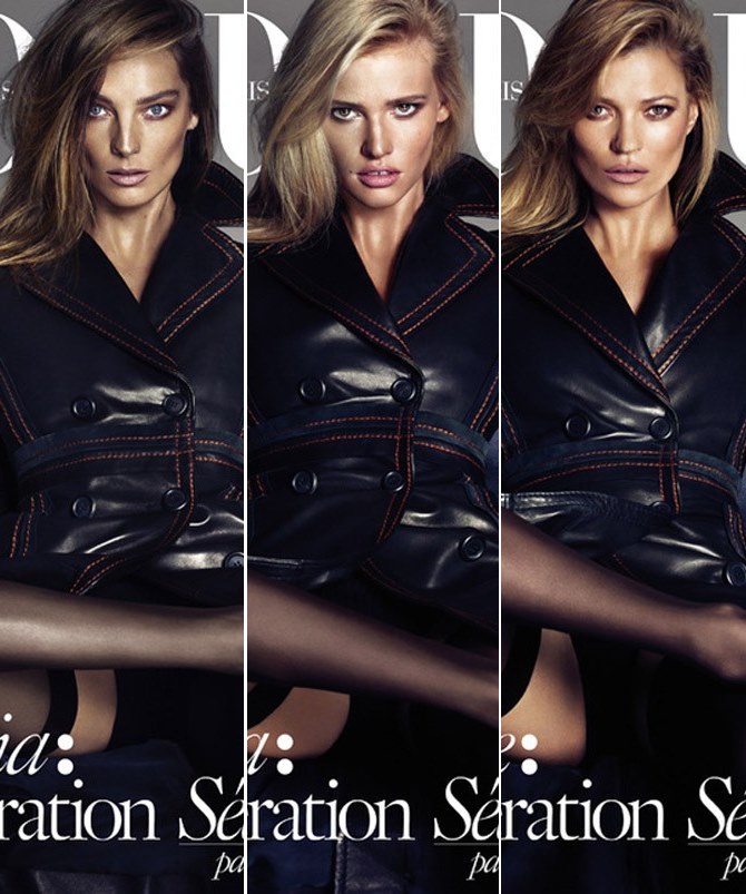 Daria Werbowy, Lara Stone i Kate Moss za pariški Vogue