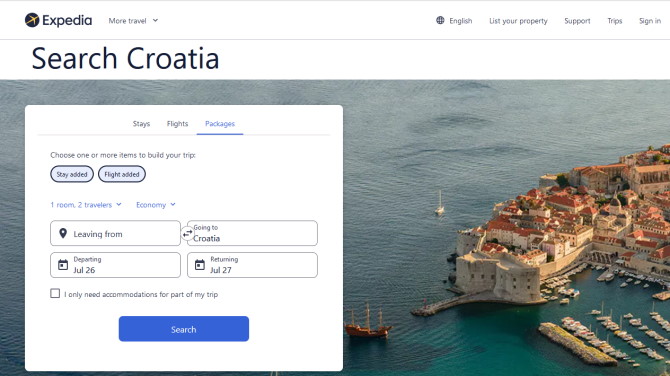 Screnshot: Expedia