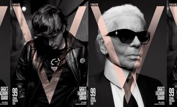 Hedi Slimane (lijevo) i Karl Lagerfeld (desno) za V Magazine