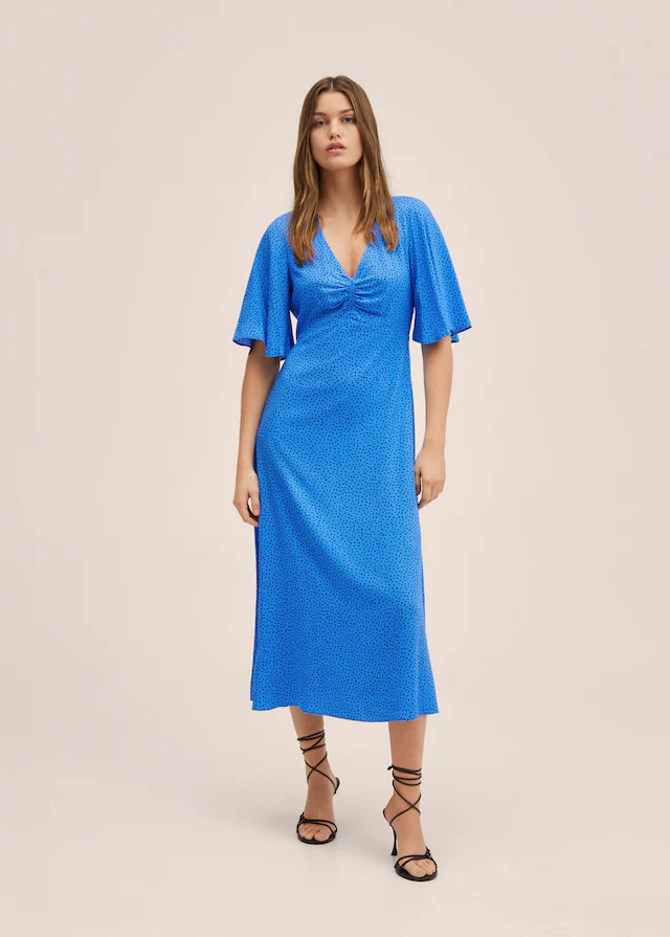 Naborana plava haljina s printom, Mango - 249,90 kn