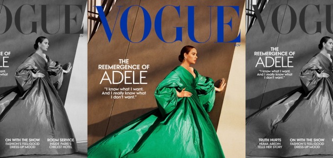 Adele u Valentino haljini na naslovnici Voguea