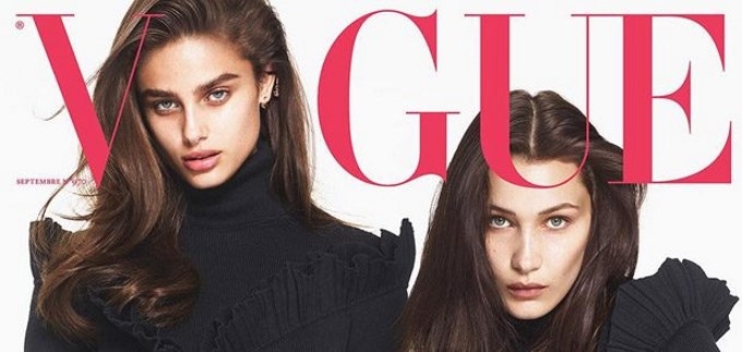 Taylor Hill i Bella Hadid na rujanskom coveru Voguea