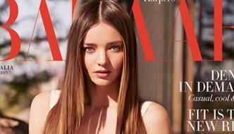 Ravna kosa i boja burgundije: Miranda Kerr za Harper's Bazaar